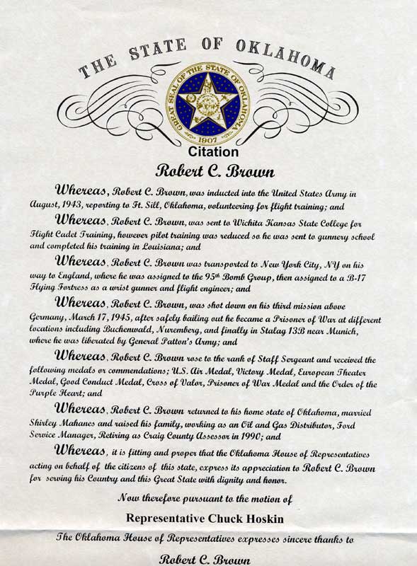 Veteran of the Week Citation